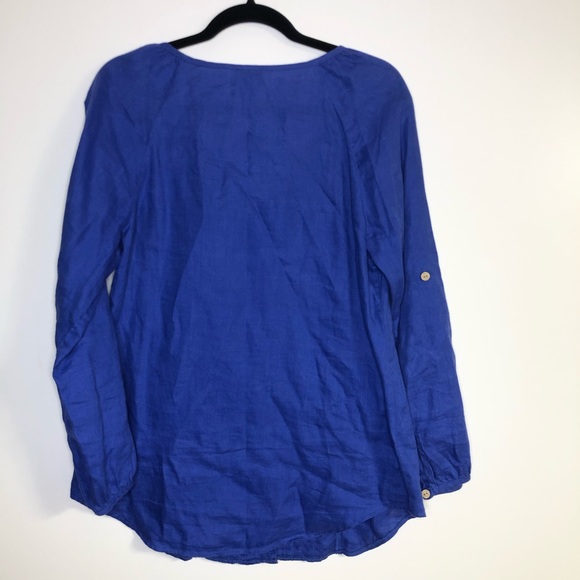 Soft Surroundings Linen Oversized Blouse Blue Size XS - Picture 2 of 7